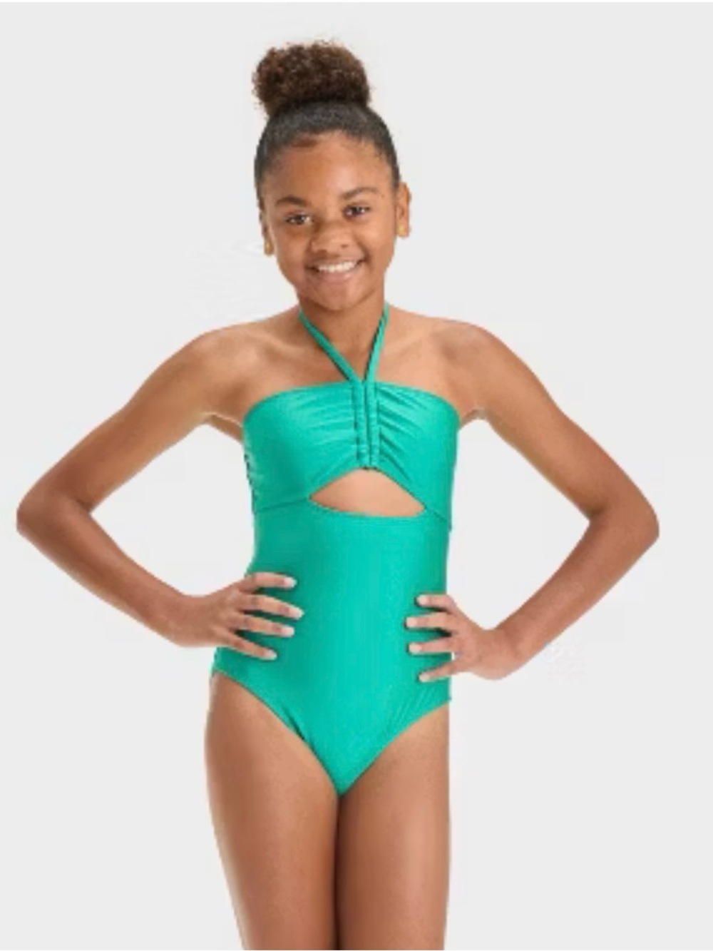 Girl's Shining Bright Solid One Piece Swimsuit- 6-7 girls